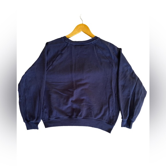 J.Crew Apres Ski Sweatshirt Women’s L Navy Embroidered Pullover 100% Cotton - Picture 2 of 8